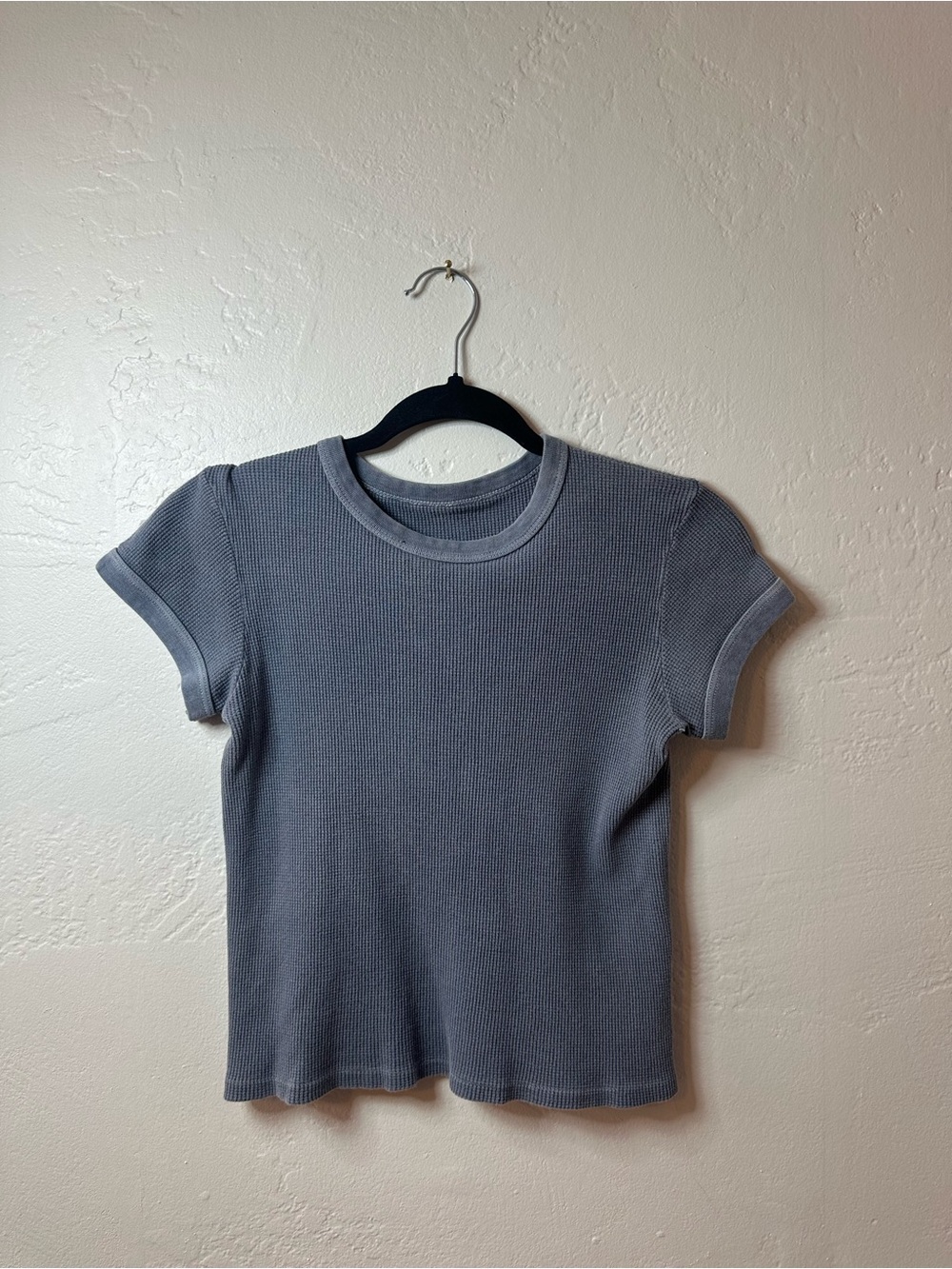 Brandy Melville Short Sleeve Ribbed Tee - Gray
